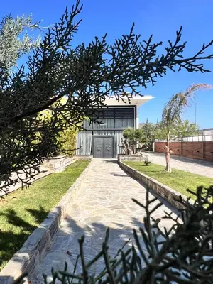a house in the middle of a yard at Olivujoj Villajoj - Deluxe Villa with Detached Pool House in Anavissos