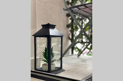 a black lantern with a potted plant in it at Thissio, Downtown Athens by 'Philoxenia In Athens' in Athens