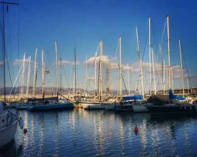 a group of boats docked in the water at Piraeus Blue Grand Suite di Giorgio 10 mins from the port. in Piraeus