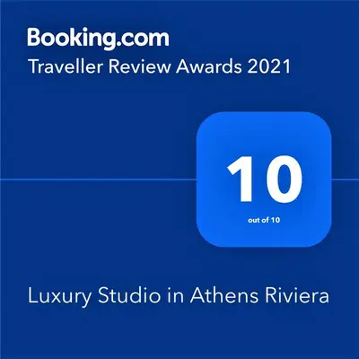 a blue cube with a number on it at Aphrodite Studio near Athens Floisvos Marina in Athens