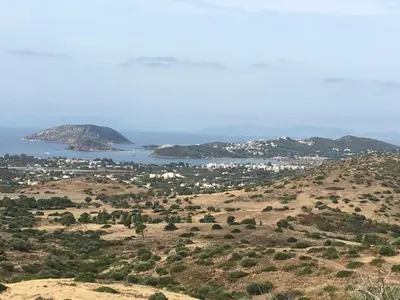 a view of the ocean from a hill at Studio Katafigi in Anavissos