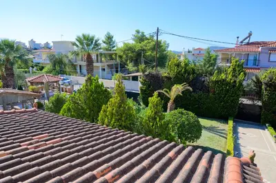 a view from the roof of a house at GREEN PARADISE PALAIA FoKAIA in Áyios Yeóryios