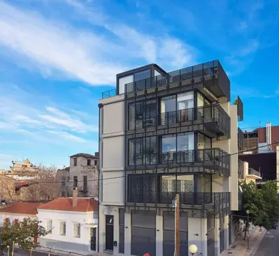 a building with balconies on the side of it at Ma Maison No4,Downtown Loft,360Mbps,Acropolis walk in Athens