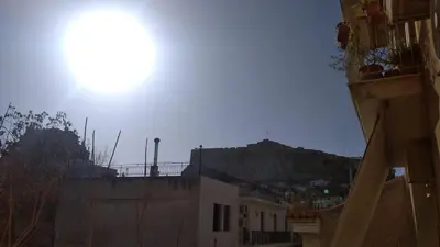 a view of a building with a mountain in the background at Plaka Sweet House 1 in Athens