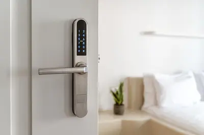a close up of a door with a handle at LOFUS Bio-Suites in Athens