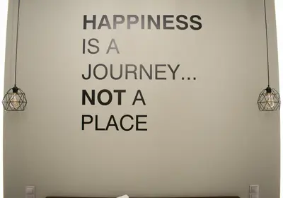 a sign that says happiness is a journey not a place at Hidden Gem Acropolis View in Athens