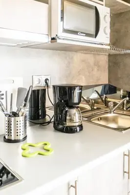 a kitchen counter with a coffee maker and a microwave at A15 Premium appartment up to 4ppl next to Parthenon! in Athens