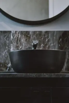 a black sink sitting on top of a counter at MiraMe Athens Boutique Hotel in Athens