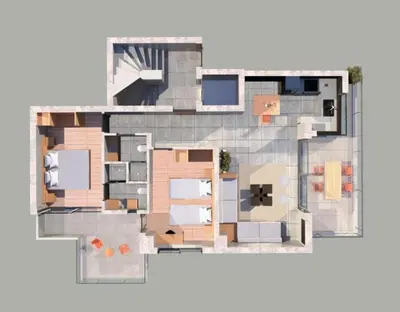 a rendering of a floor plan of a house at 3 Olive Trees in Anavissos