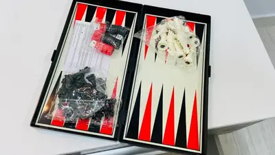 two black and white photographs in a black and red box at Lemoni Garden Apartment VIPGreece in Athens