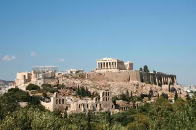 a view of the acropolis of athens from atop a hill at Adrianou at Heart of Plaka in Athens