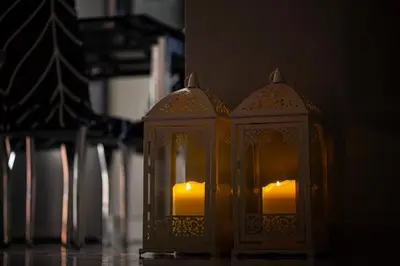 two lanterns sitting on top of a table at Athens Nautical Flat in Piraeus