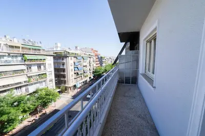 a balcony with a view of a city at Athens Colors Suite in Athens