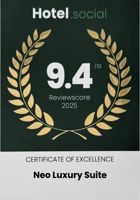 a certificate of excellence with a laurel wreath at Neo Luxury Suite in Athens