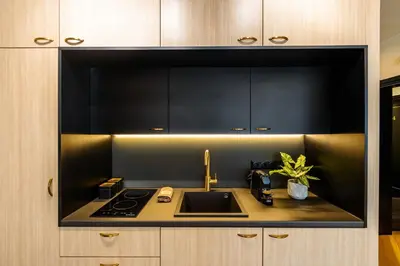 a kitchen with a sink and a stove at Triple A - Between 3 Squares - Monastiraki & Syntagma & Psiry - FREE Parking! in Athens