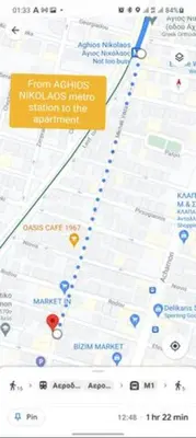 a map of a subway line with a yellow sign at Beauty of Central Athens 60sqm in Athens