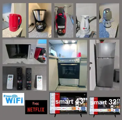 a collage of pictures of appliances in a kitchen at METROPOLITAN MACVIEW-4 ΔΙΑΜΕΡΙΣΜΑ in Piraeus