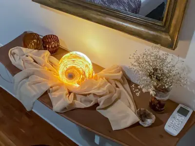 a table with a light on top of it at Cozy and comfortable apartment in Athens Center in Athens