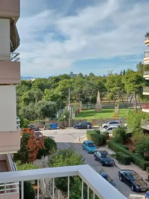 a view from a balcony of a parking lot at Alimos Marina Sunnyhub in Athens