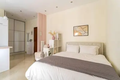 a bedroom with a large bed in a room at Irene's Beauty in Koukaki in Athens