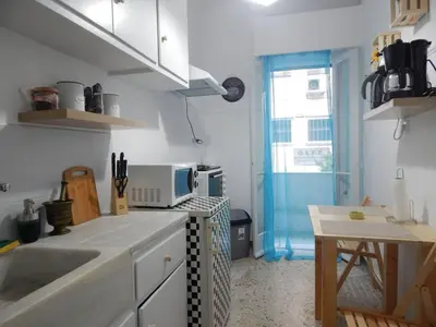 a kitchen with a sink and a counter top at 2 Bed Flat - Sleeps 4 - Pets - Parking - Wifi in Athens