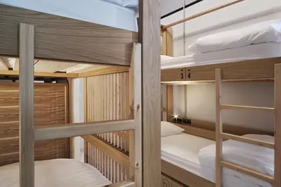 a bunk bed room with two bunk beds at When in Athens Hostel in Athens