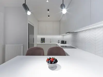 a kitchen with a table and chairs with a bowl of fruit on it at FRESH, NEW & READY FOR YOU! RNVTD APT IN KOUKAKI! in Athens