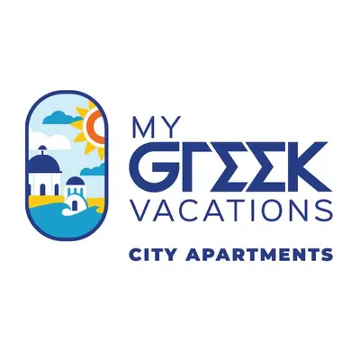 a logo for mygx vacation city apartments at My Greek Vacations City Apartments in Athens