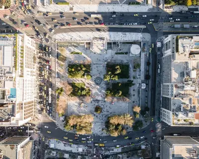 an aerial view of a busy city intersection at Syntagma Designers Living in Athens