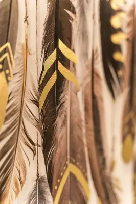 a close up of feathers on a wall at Spacious 2BD apt next to metro in Athens