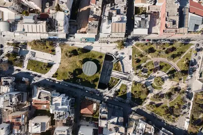 an aerial view of a city with a park at Athenian Spirit in Athens
