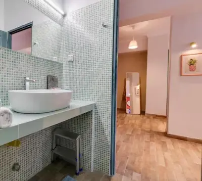 a bathroom with a sink and a mirror at Monastiraki 212 - 43m2 SuperHost Hub in Athens