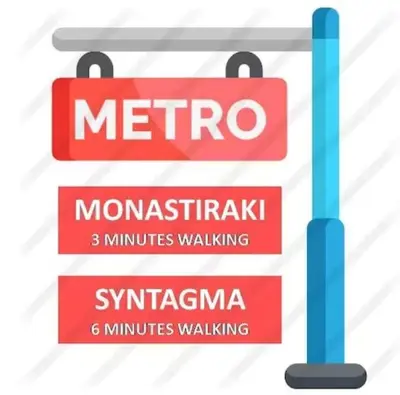 a sign that says metro montreal minutes walking at Monastiraki 212 - 43m2 SuperHost Hub in Athens