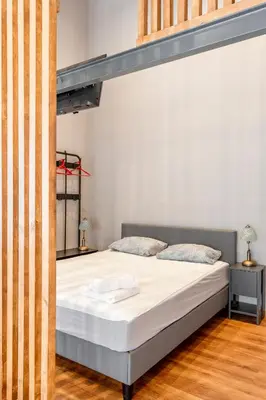 a bedroom with a bed in a room at Industrial Rental Loft in Athens