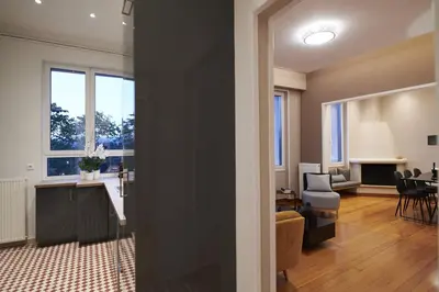 a room with a living room and a dining room at Ma Maison No7 Acropolis View Mansion, Roof Garden in Athens