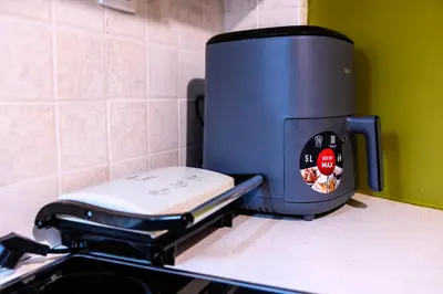 a coffee maker sitting on top of a stove at Premium GaLeRia 4A in Athens