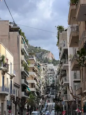a view of a city street with buildings at Your studio Athens in Athens