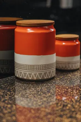 three jars of food sitting on top of a counter at Sweet Dreams 2 Bedroom VIPGreece in Athens