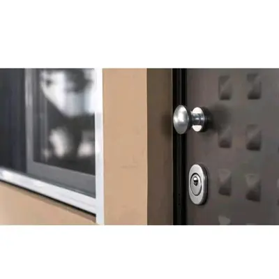 a close up of a door with a silver door knob at Alley's house Athens in Athens