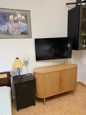 a living room with a flat screen tv on a wall at Athens Room in Athens