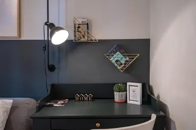 a black table in a room with a lamp at Athens-center 1 bedroom 2 persons apt by MPS in Athens