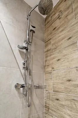 a shower with a shower head in a bathroom at Elegant Big Apartment in Athens Center With Balcony in Athens