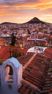 a view of a city with a roof at Lefti's Cosy Studio 40m2, Metro 7' in Athens