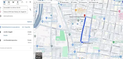 a screenshot of a map with a google maps at Lovely Studio Apartment For 2 Ppl in Athens in Athens