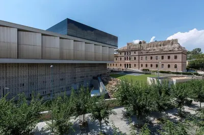 an external view of a building with trees in front at Acropolis Amazing Apartment with Parthenon view in Athens
