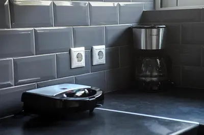 a kitchen with a food processor and a blender at Meandros apartment city center in Athens