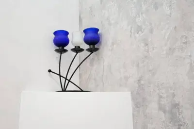 two blue and white lights on a wall at Santorini Style at Nathional Archeological museum of Athens,Greece in Athens