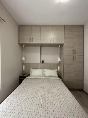 a bedroom with a large bed and cabinets at Όμορφο διαμέρισμα (Αργυρούπολη) in Athens
