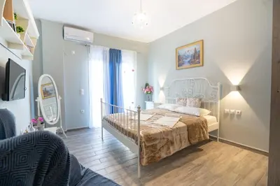 a bedroom with a bed in a room at Athens center 2 persons flat by MPS in Athens