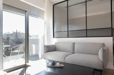 a living room with a couch and a table at Modern apartment close to Athens city center (Form_F2) in Athens